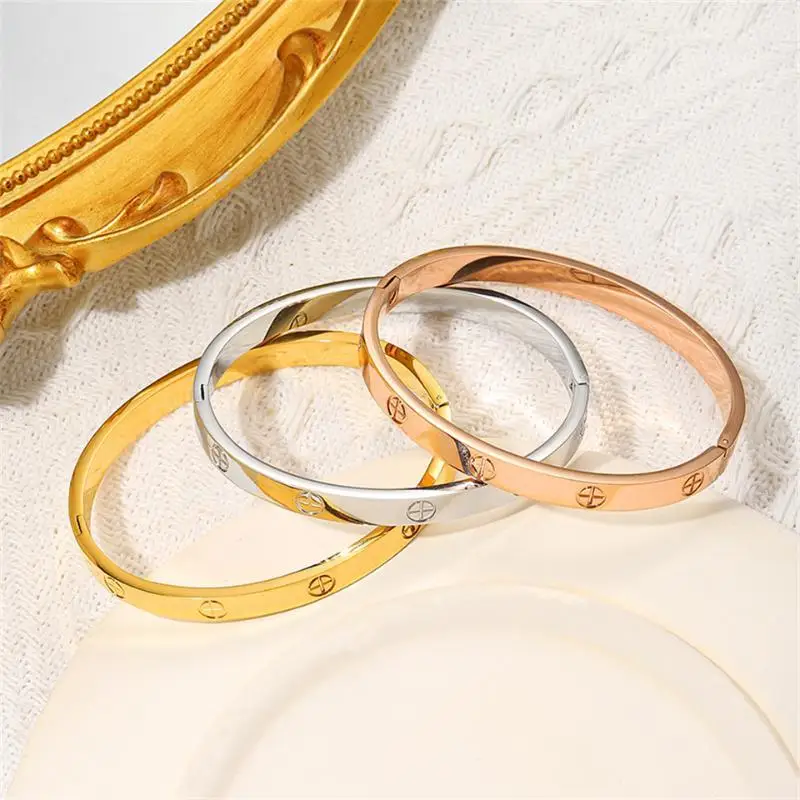 أساور راكول 316L بتصميم متقاطع سوار بلون ذهبي مقاوم للماء من الفولاذ المقاوم للصدأ أساور ماركة فاخرة للنساء هدية دروبشيبينغ #4