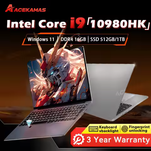 ACEKAMAS 2025 15.6" Gaming Laptop Intel Core i9 10980HK IPS 4k Windows 11 Pro Gamer PC DDR4 16GB SSD 1TB 2TB Laptops PC Notebook