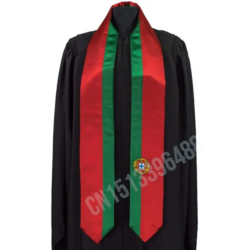 Portugal Flag Scarf Top Print Graduation Sash Stole International Study Abroad Adult Unisex Party Accessory