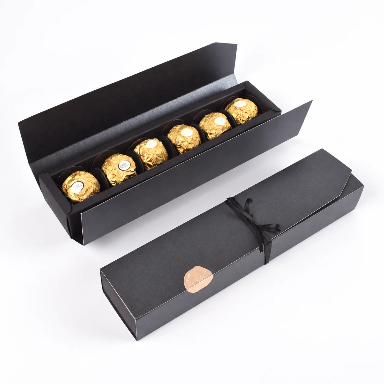 Candy Gift Box Ribbon Rectangular Gift Box Paper Chocolate Gift Box Rectangular For Truffles Chocolates Bakery Treat Packaging
