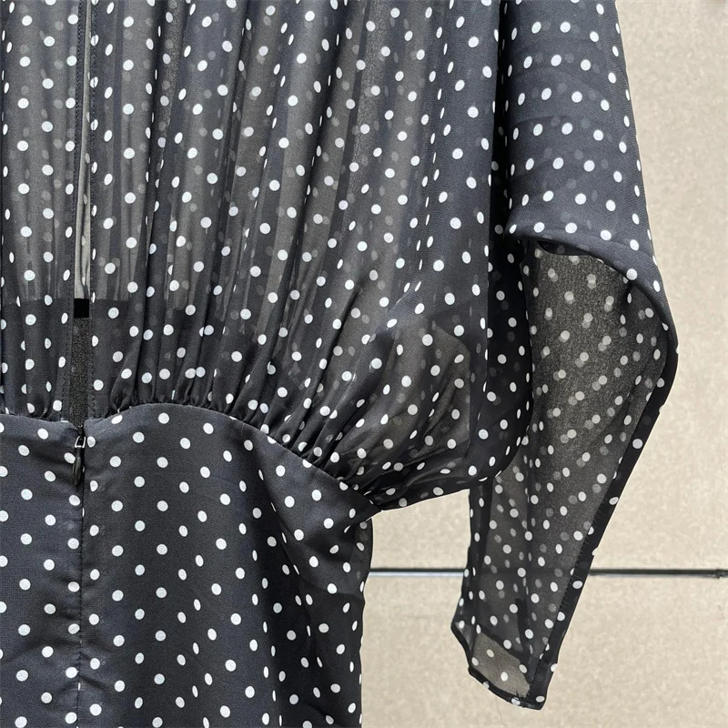 Picture 7: Women's dress New round dot printed long dresses for autumn 2025 Sexy semi transparent floor length dress Elegant party dresses