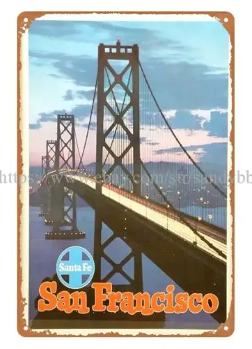 San Francisco Santa Fe Railway metal tin sign outdoor wall hangings
