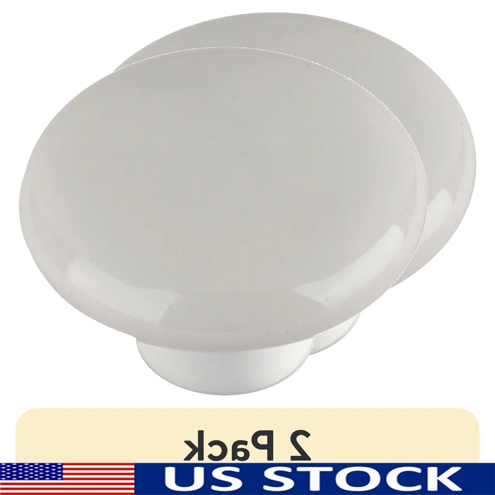 

2 Pack 34mm Cabinet Knob Plastic White Durable Easy Install Drawers Doors Furniture Utility Kitchen Bathroom
