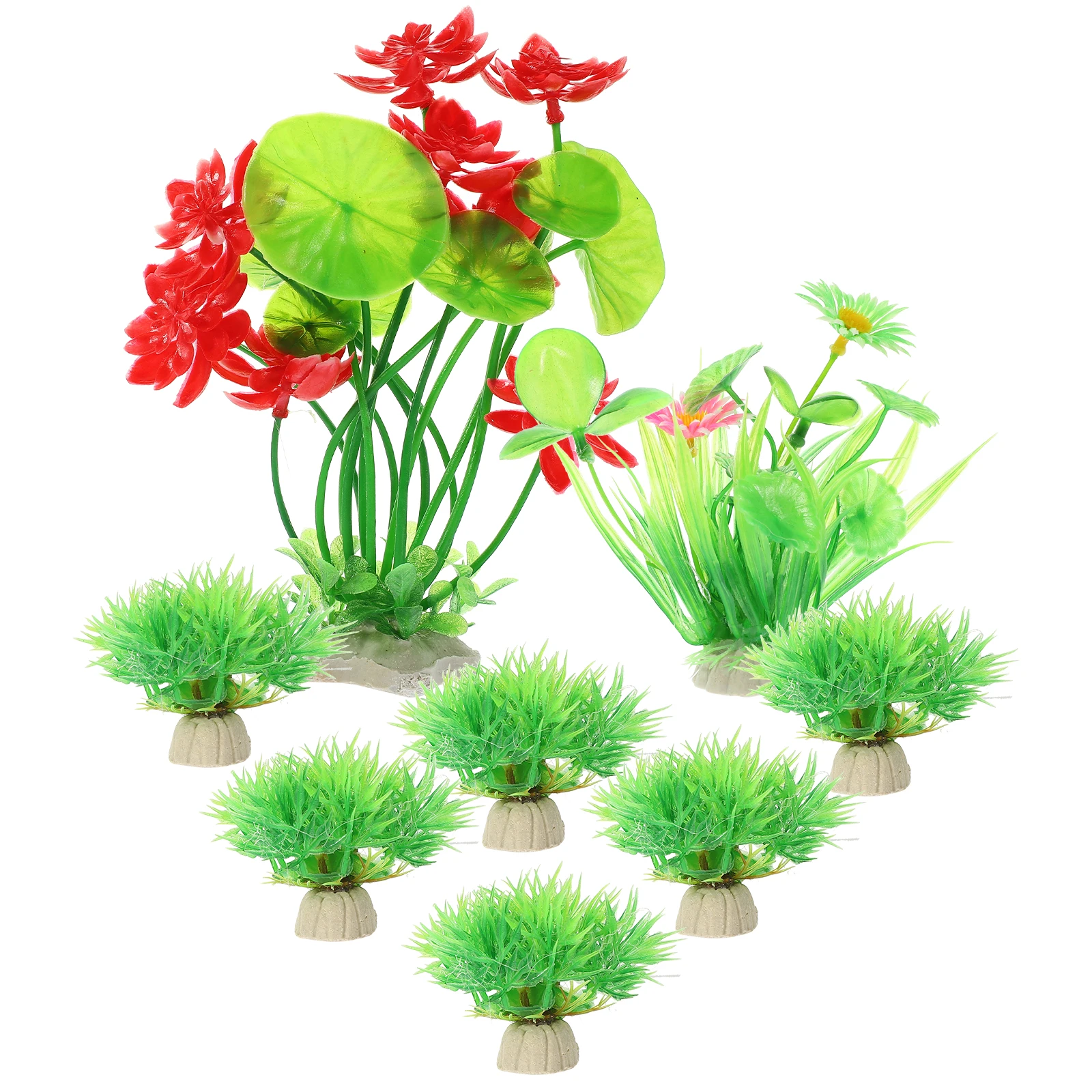 

8 Pcs Artificial Aquarium Plants for Fish Tank Decor Realistic Shape Plastic Aquatic Plant Accessories L scape Prop Fish Tank