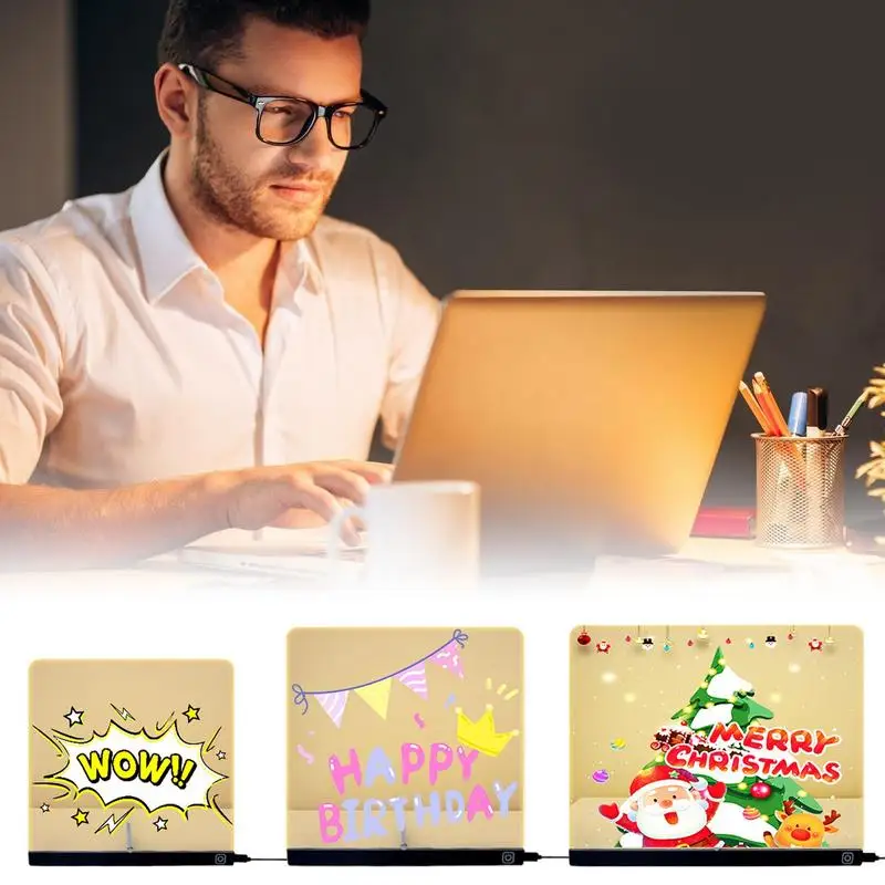 Writing Tablet Acrylic Led Message Boards Rewritable Acrylic Notepad Glow Memo Note For Home Crafts Games Practice Road Trip