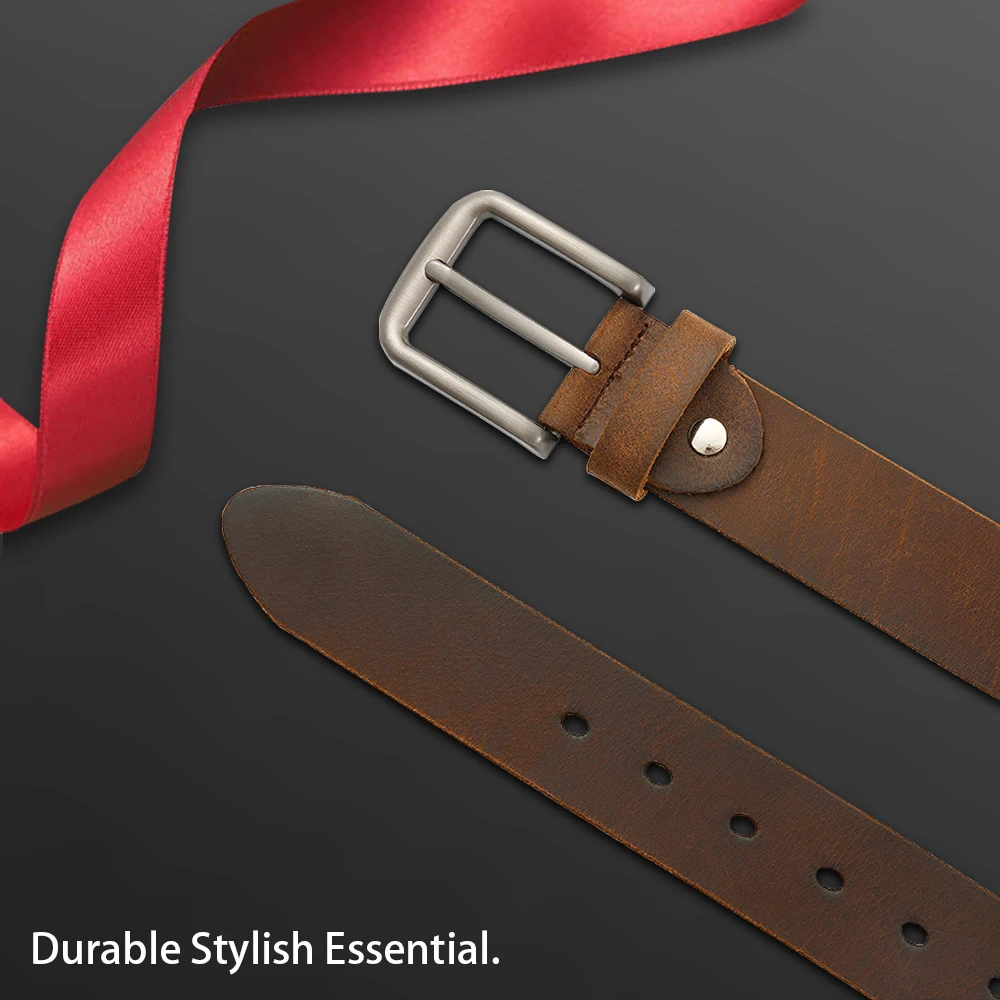 Herren Luxus Echtleder-Gürtel Designer Mode-Riemen im Cowboy-Stil Taillengürtel für Jeans Premium-Qualität Herren-Accessoire – Detail 3