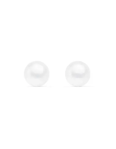 Earrings woman/girl gold 9k Pearl Button 8 mm