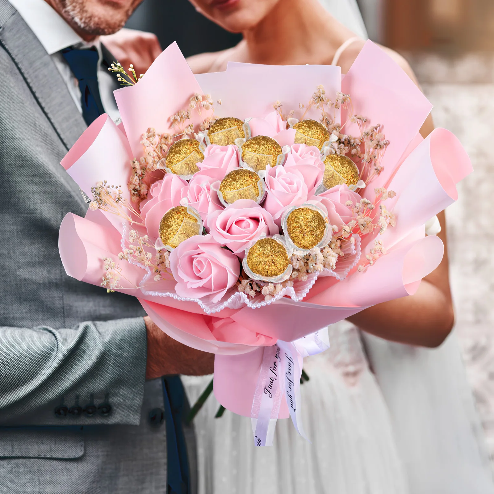 

50 Pcs Chocolate Flower Holders Candy Bases for DIY Bouquet Round Chocolate Fit Portable Practical Floral