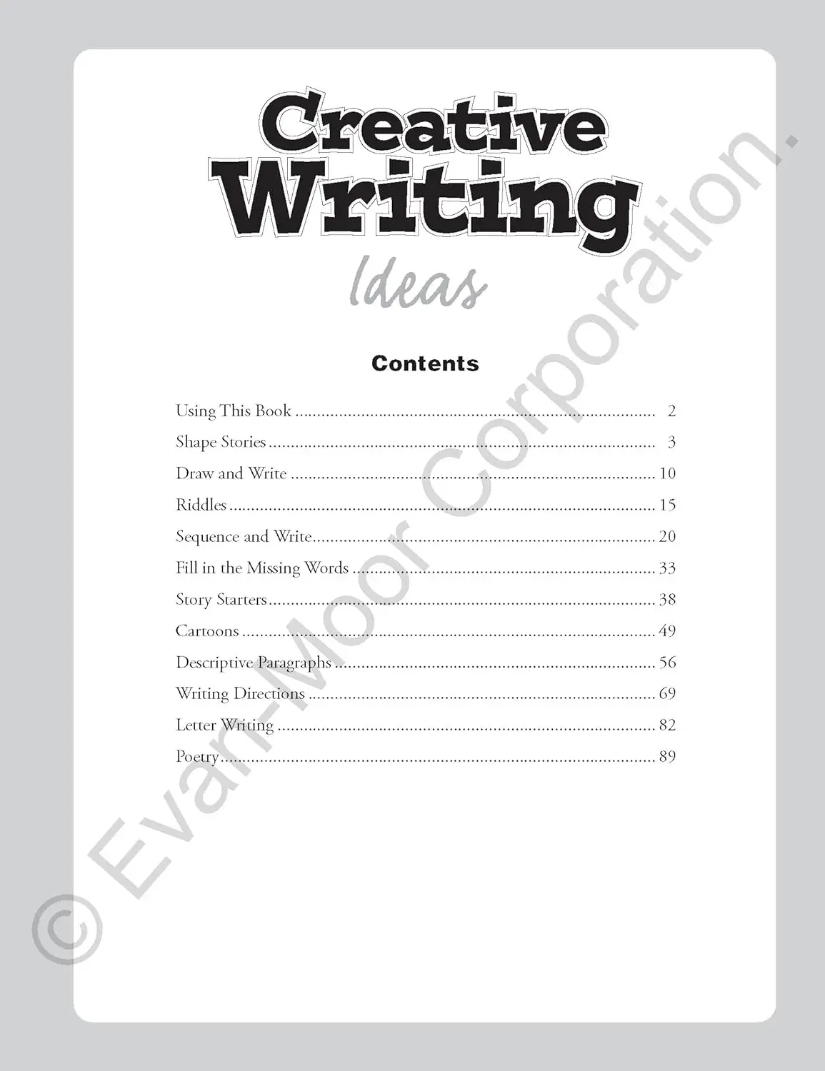 Evan-Moor Creative Writing Ideas, Grades 2-4 Workbook,aged 7 8 9 10, English book 9781557996077