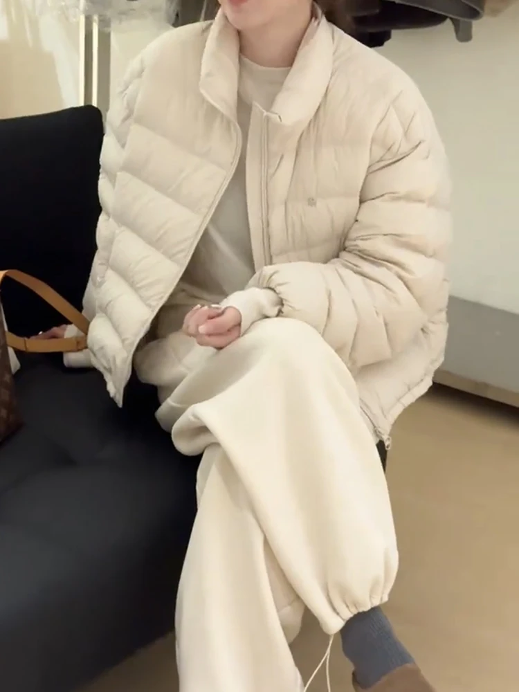 

Korean Style Stand Collar Candy Colored Duck down Jacket Women's Winter New Fashion Slimming Anti-Aging White Duck Feather Coat