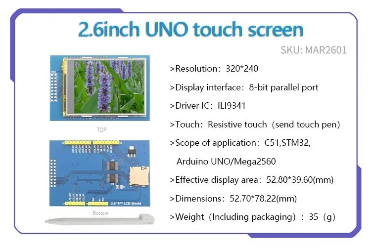 Imagem -03 - Polegada Display Módulo Touch Screen Série Uno para Uno-r3 Mega2560 2.4 2.6 2.8 3.5 4.0