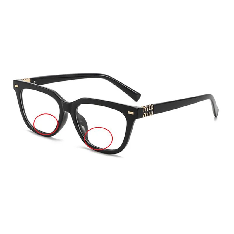 

New Fashion Retro Women Rivets Anti Blue Light Bifocals Reading Glasses Men Square Look Near Far Hyperopia Spectacles Custom