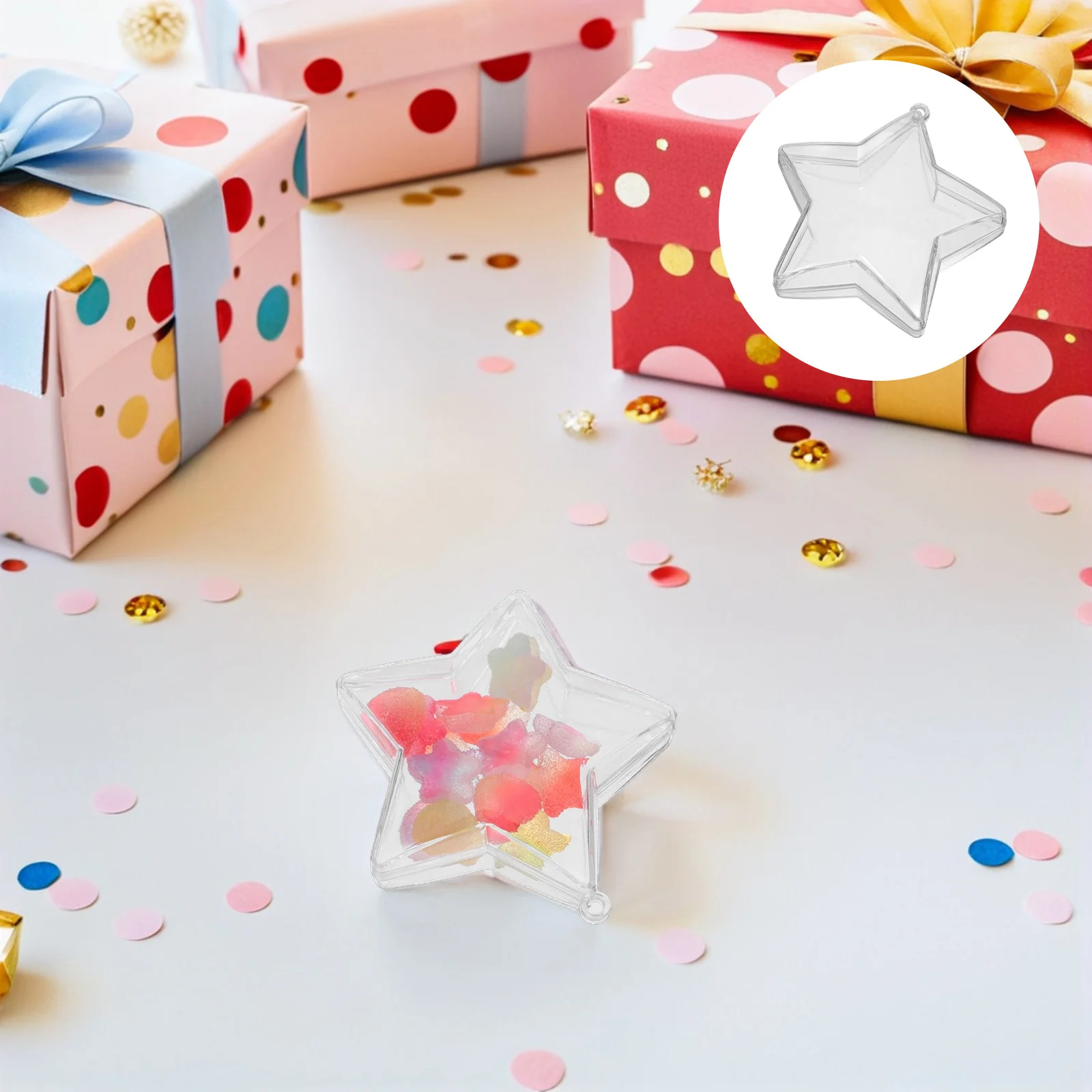 

Star Shaped Christmas Ball 25pcs Clear Fillable Candy Boxes Plastic Ornaments Holiday Gift Containers Hanging Tree Decor 80mm