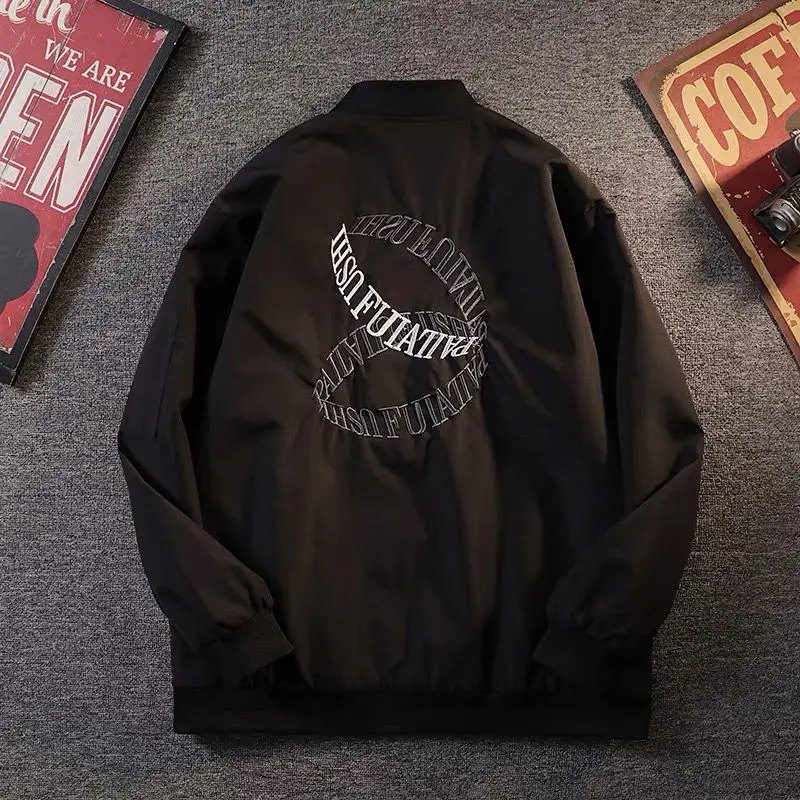 

Loose American Vintage Embroidered Men's Baseball Jaet for Autumn And Winter Couples High Street Sle Youth Faion