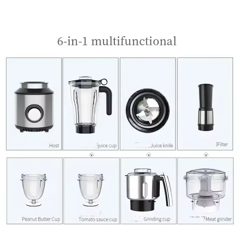 6-in-1 Blender for Kitchen Food Processor Mixer Ground Meat and Ground Vegetables