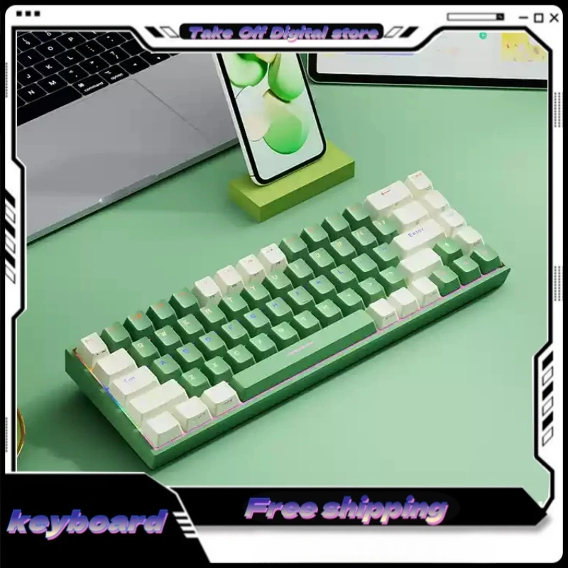 Three Mode Keyboard Mixed Color Backlight Abs Keycap Compatible Multi System Full Key Non Impact Suitable For Game Home Office