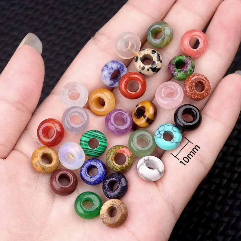 20pcs 5x10mm Large Hole Beads Natural Stone Crystal Agate Spacer for Jewelry Making Necklace Bracelets Chunky Gemstone Supplies