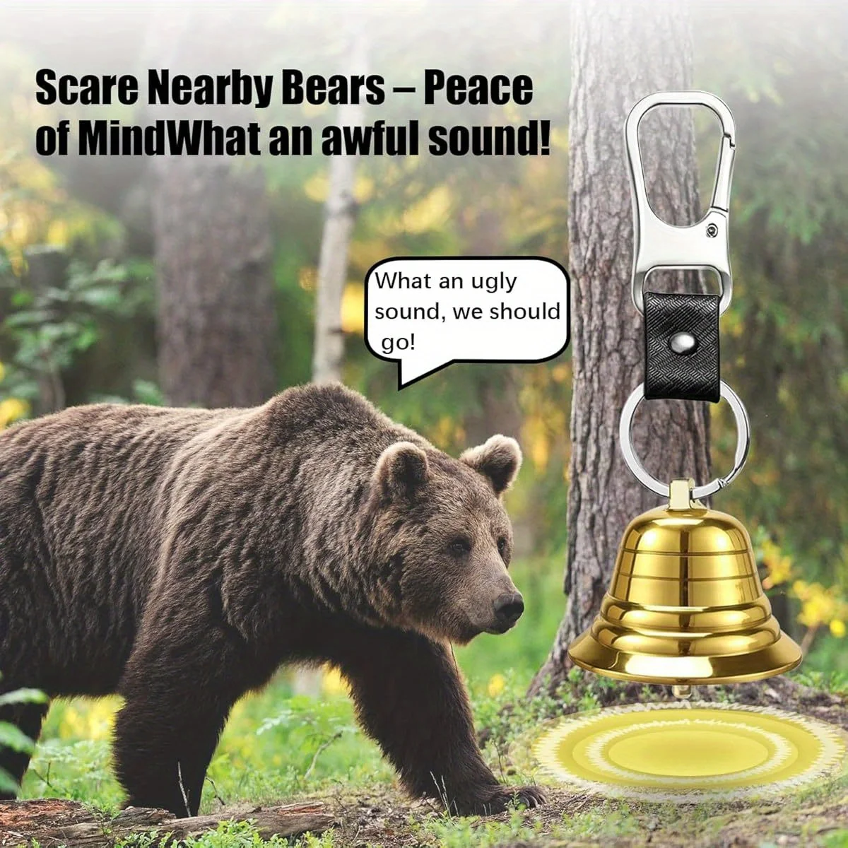 

2" Loud Bear Bell With Whistle Set Bear Repellent Warning Brass Bell For Hiking Bear Products For Survival In The Wild Self Gear