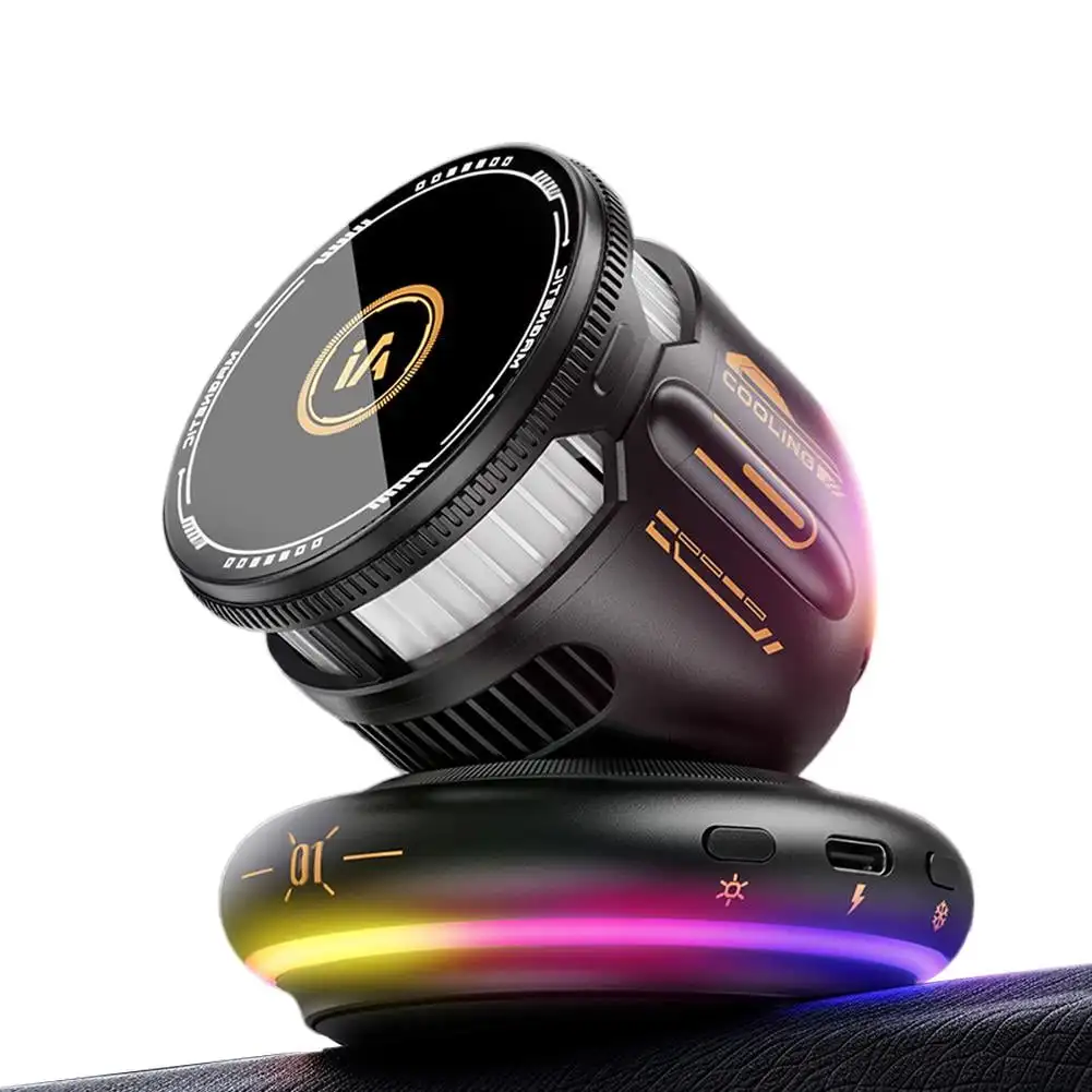 Auto RGB-Licht Magnetisches Kabelloses Ladegerät mit Lüfter Armaturenbrett-Handyhalterung für iPhone 17~12 Samsung S26 Schnellladeständer