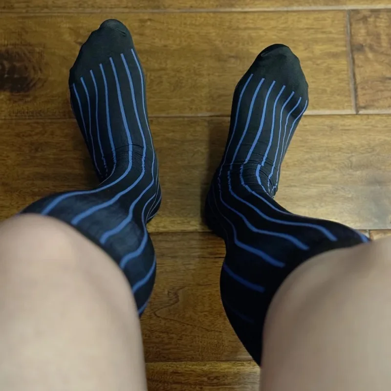Men Striped Socks Man Ultra Thin Silk Formal Dress Suit Long Socks for Men Sexy Sheer Stockings Erotic Male Business Dress Socks - view 6