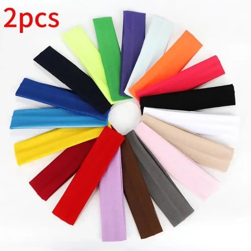 

2 Pcs Solid Color Sports Headbands Gym Running Yoga Sweatband High Elasticity Makeup Hair Accessories Ladies Hair Bands