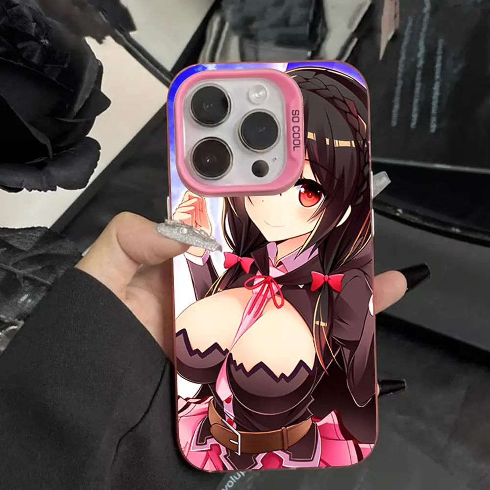 Konosuba Yunyun حافظة هاتف محمول آيفون 17 16 15 14 13 12 11 X XR XS 8 7 Air Pro Max Plus غطاء ملون وردي شفاف
