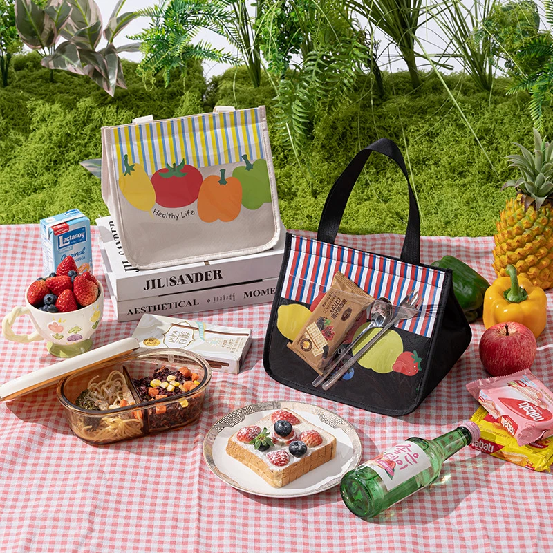 Thickened Aluminum Foil Bento Box Bag Lunch Bag Portable Handbag Insulated Food Container Large Capacity Durable Oxford Cloth