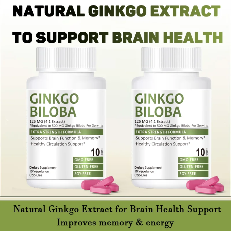 Natural vegetarian ginkgo capsules, enhance memory, replenish brain, prevent dementia & amnesia, increase energy & Concentration