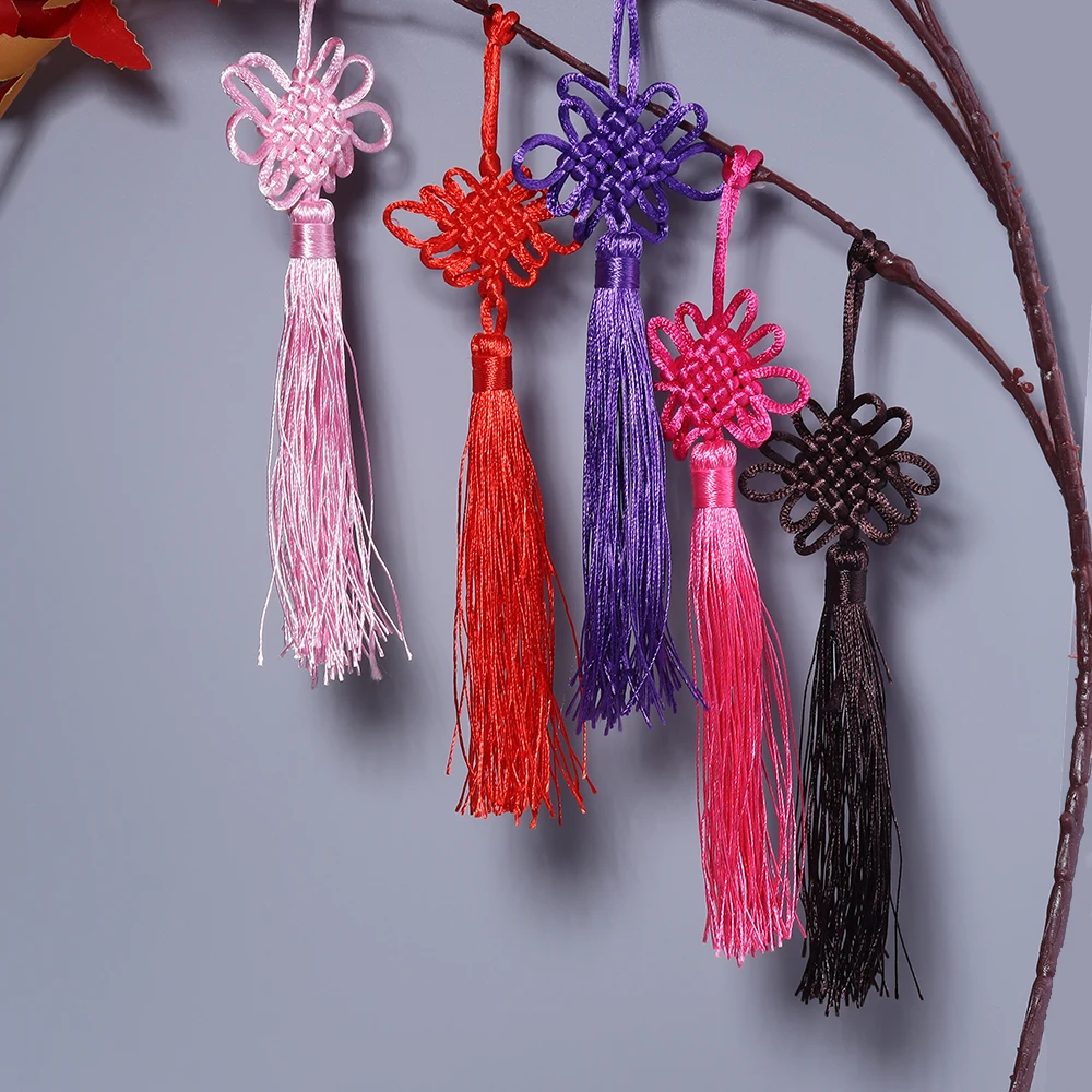 10PCS Handmade Chinese Knots Fortune Tassels Satin Silk Floss Tassel for New Year's Gifts Spring Festival DIY Craft Decor