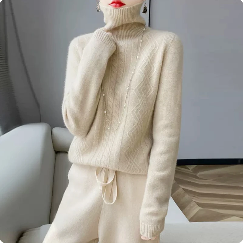 Limiguyue Turtleneck Thick Wool Cashmere Sweater for Women Autumn Winter Fashion Twist Knitted Pullover Soft Runway Jumper F534