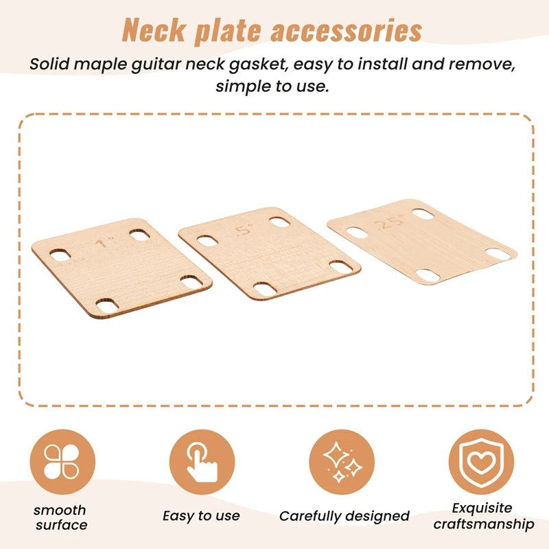 

3-х шт., прокладки для шеи гитары, аксессуары для музыкальных инструментов, защита 0,25, 0,5 и 1 градус, инструмент для шеи гитары