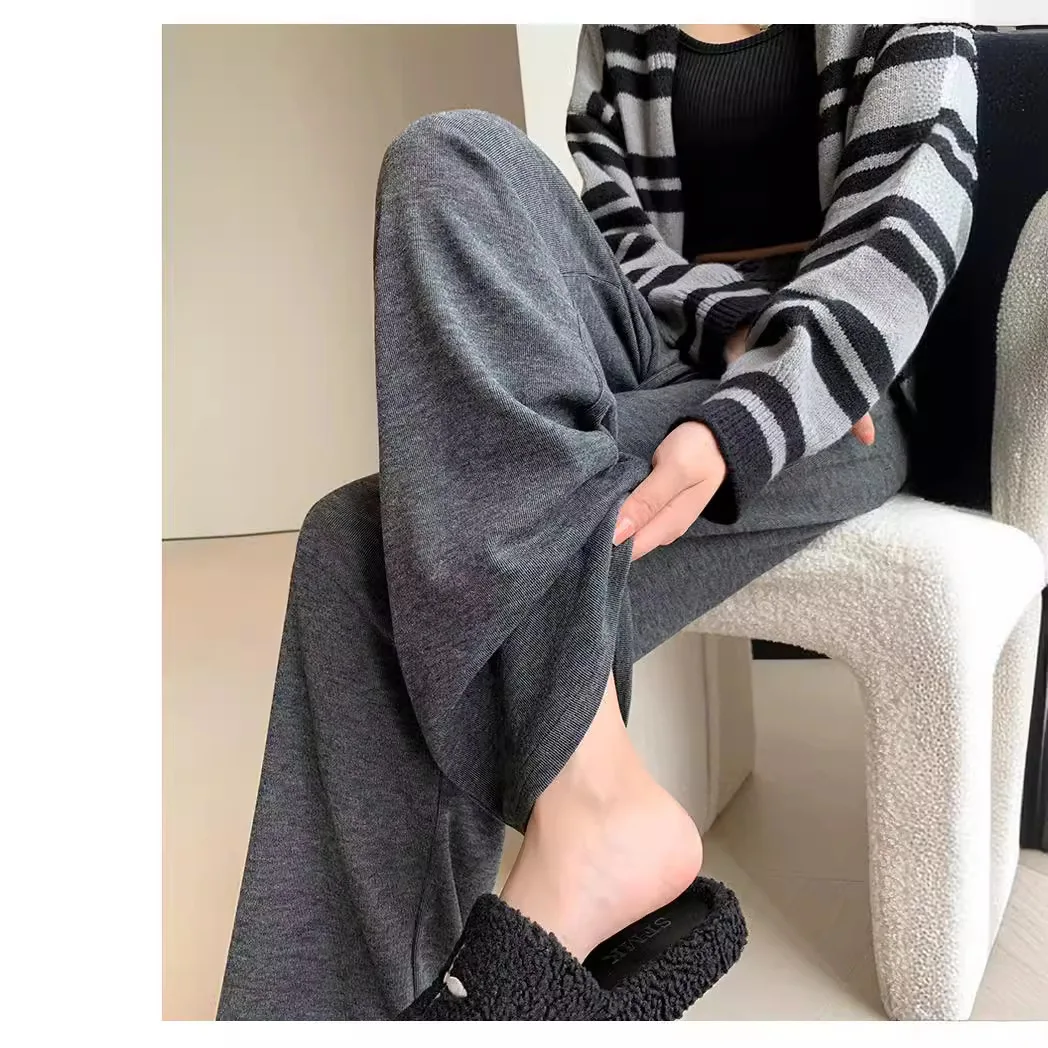 

2025 женские новые модные хлопковые кашемировые брюки с клейким рисом - ленивые элитные весенне-осенние спортивные свободные повседневные брюки с высокой талией