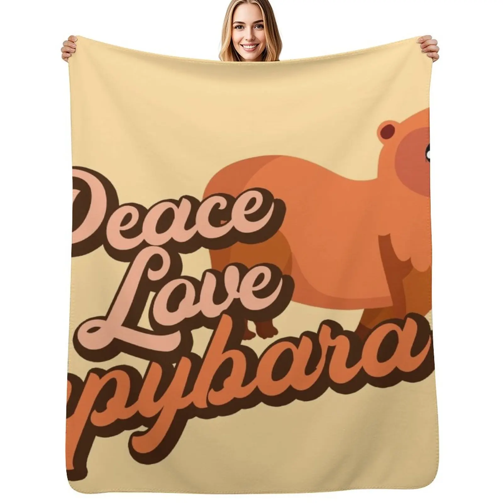Peace Love Capybara. Throw Blanket Men's Soft Warm Throw Blanket for Couch