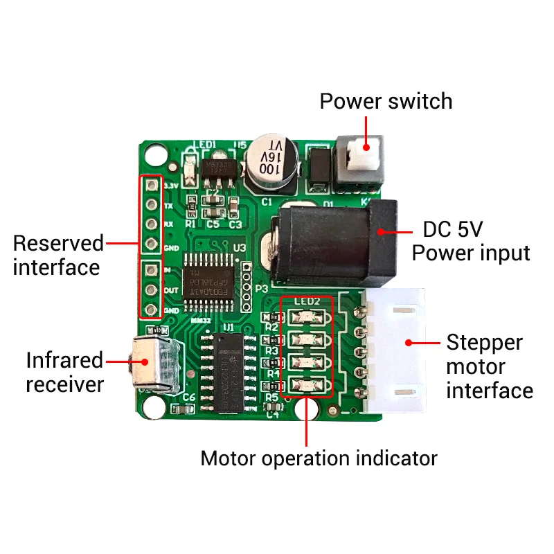 5V 4-Phase 28BYJ48 DC Gear Step Stepper Motor ULN2003 Driver Board ULN2003 PIC MCU DIY Remote Control