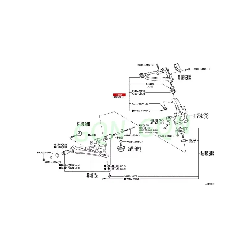 Front suspension upper arm subassembly To yo ta Ha is hi hi ac ek dh 205 kd h 225 tr h 226 Upper suspension