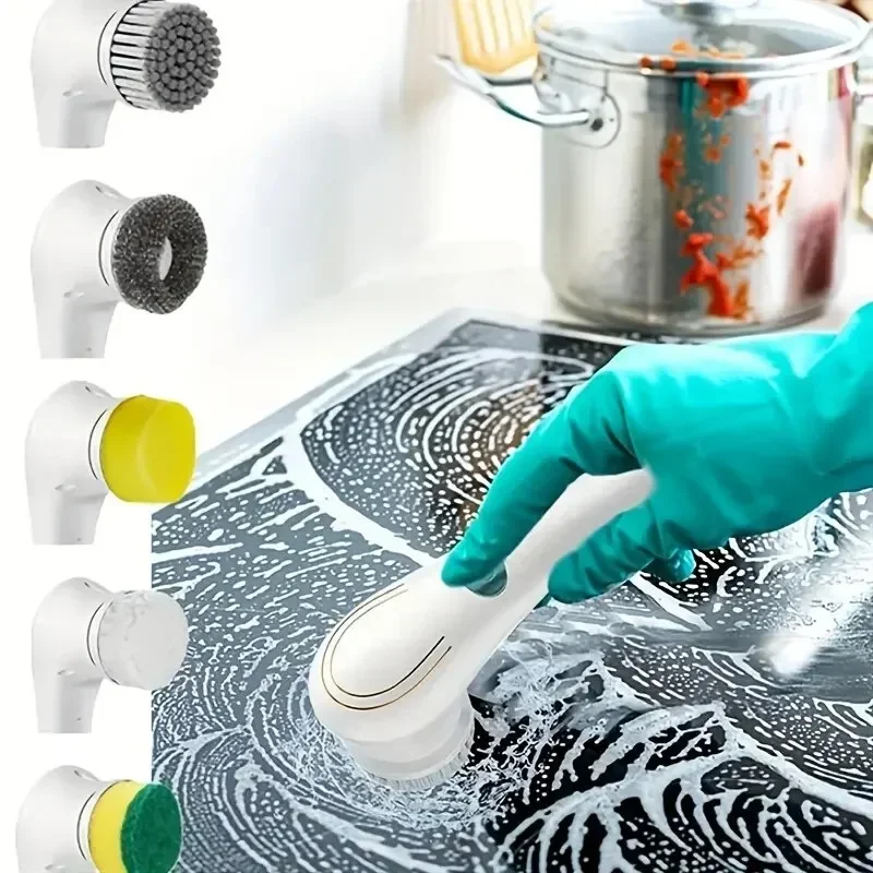 Five in One Multifunctional Electric Cleaning Brush for Bathroom Washing and Kitchen Cleaning Tools image 4