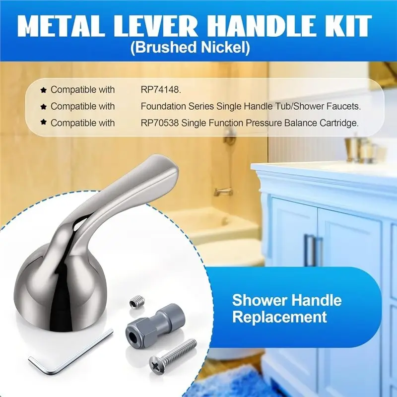 ABJT-For Delta RP74148, For Delta Foundation Series- Metal Lever Handle Replacement Kit,For Single Handle Tub/Shower Faucets