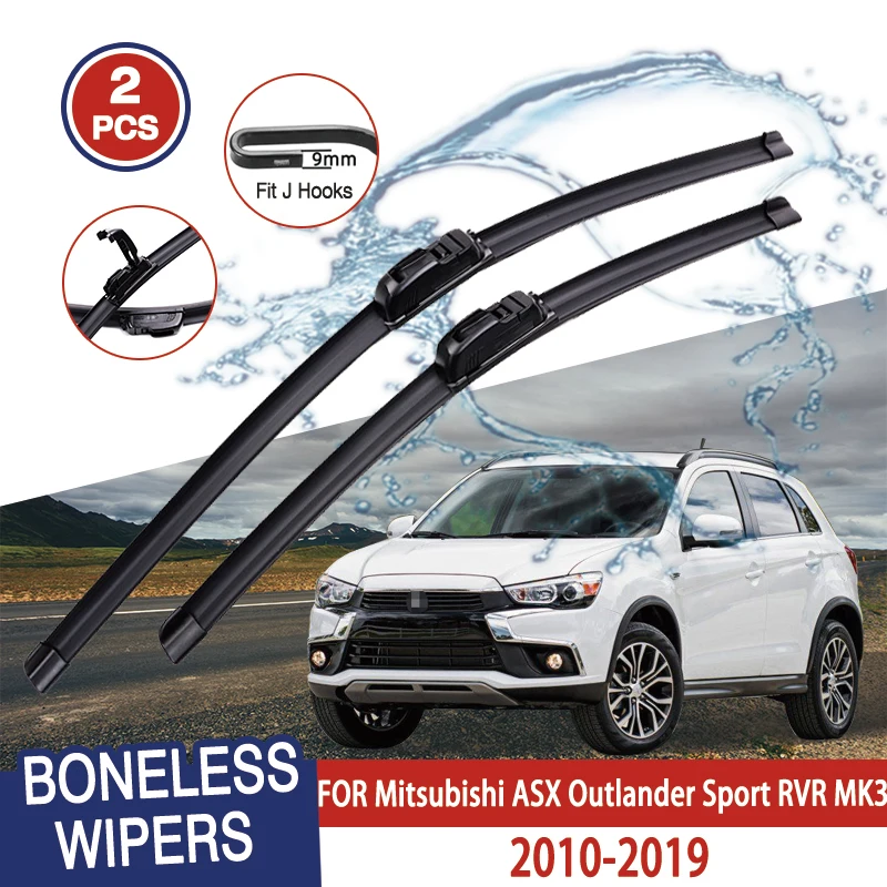 

For Mitsubishi ASX Outlander Sport RVR MK3 2010-2019 Car Windshield Wiper U-type Soft Rubber Frameless Bracketless Car Wipers