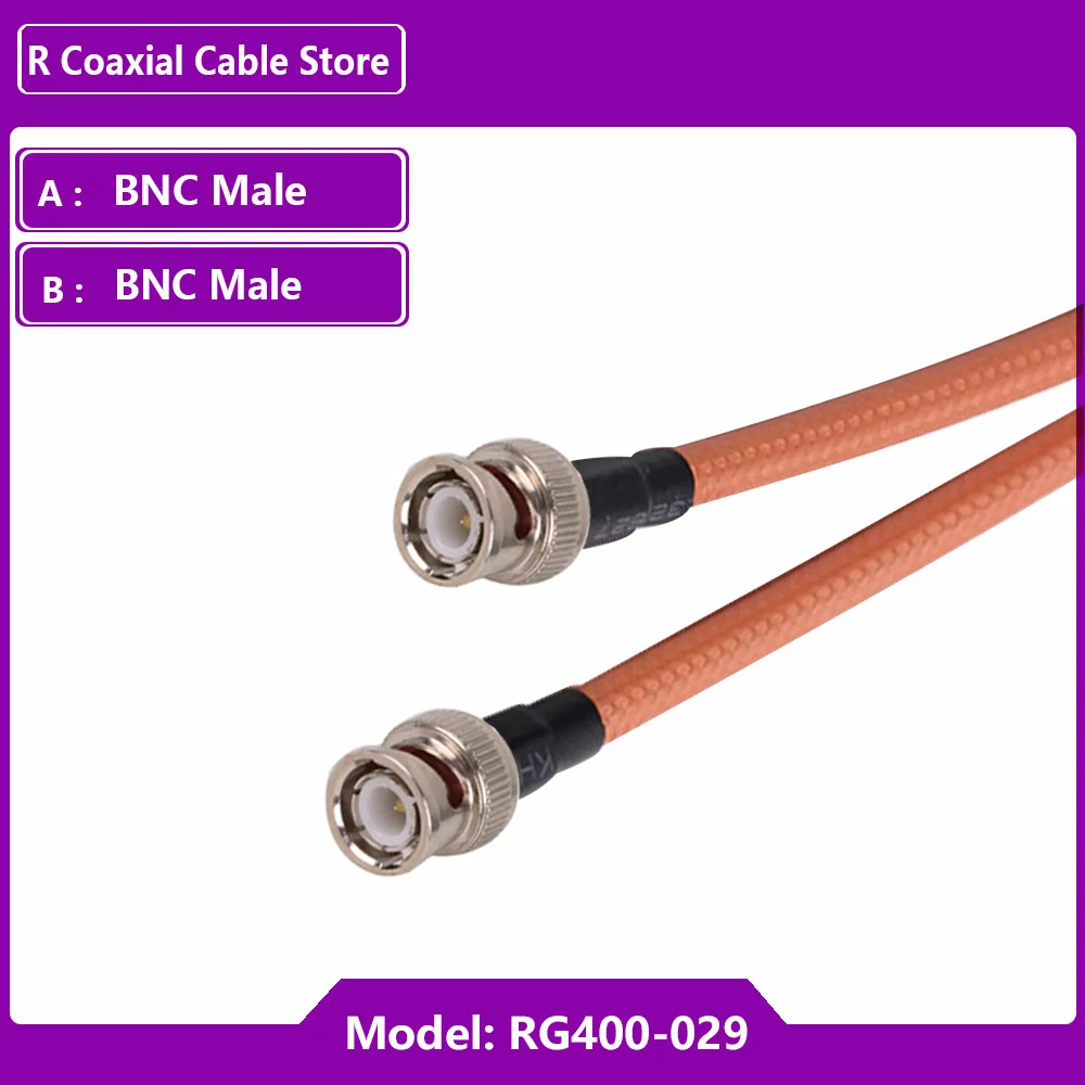Cabo coaxial rf rg400 com blindagem dupla, plugue macho bnc para bnc macho, conector de ângulo reto, adaptador de jumper rabo de porco