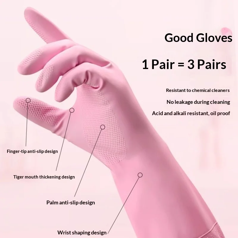 Thickened Waterproof Dishwashing Gloves Fleece Lined Heavy D