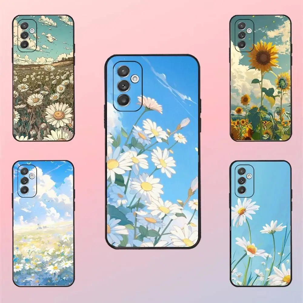

Anime Scenery Daisy Flowers Leaves Phone Case For Samsung S 25,24,23,22,30,21,10,9,Ultra,Plus,Lite,FE,4,5 G Black Soft Case