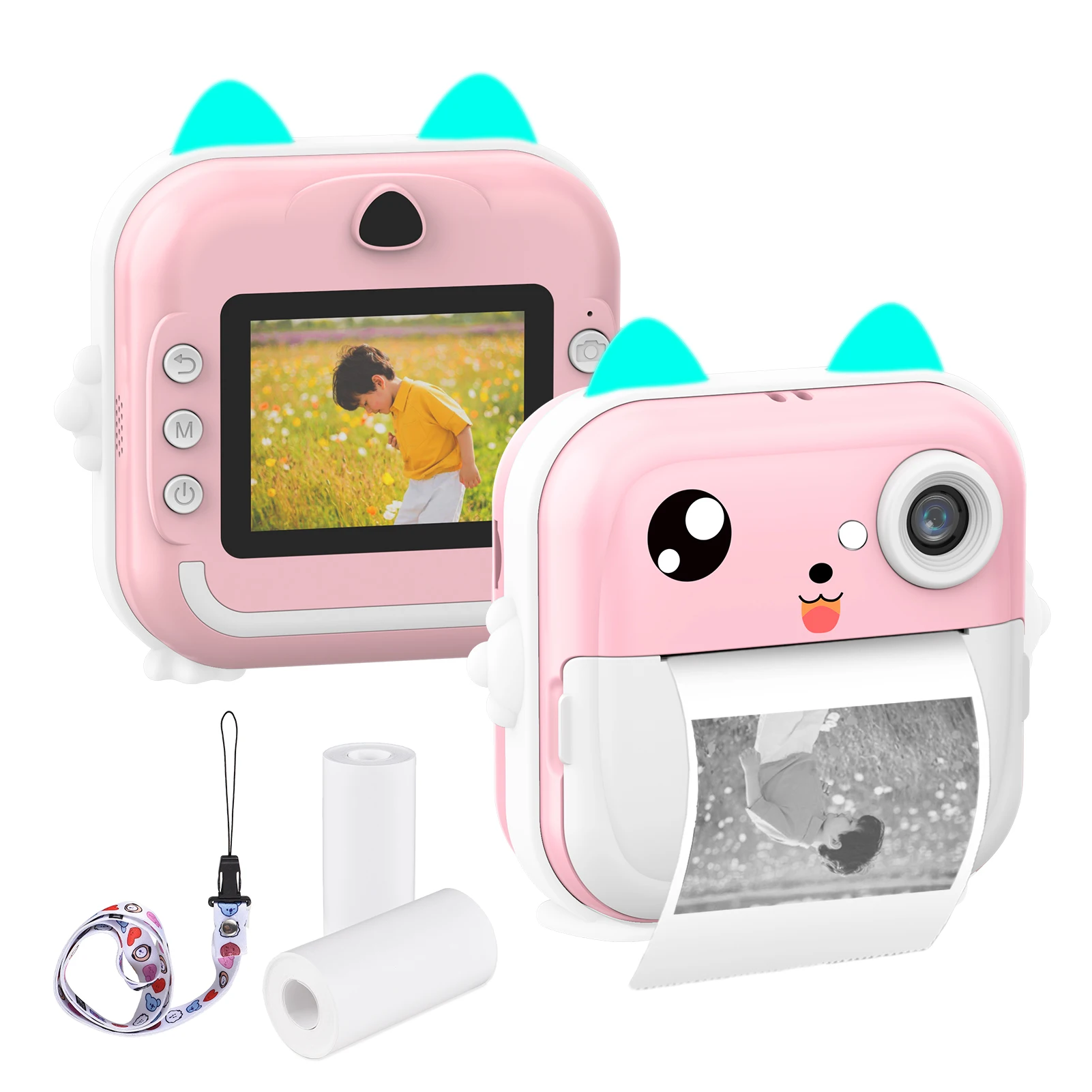 Cute Kids Instant Camera 24MP Children Instant Print Camera with 2.4-inch IPS Screen with 32GB Memory Card for 3-14 Years Old