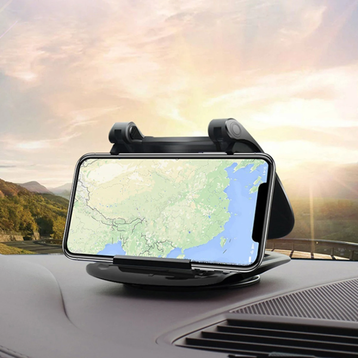 Support de téléphone antidérapant en fibre de carbone pour tableau de bord de voiture, angle réglable, universel, pour GPS et smartphone, support mobile automobile