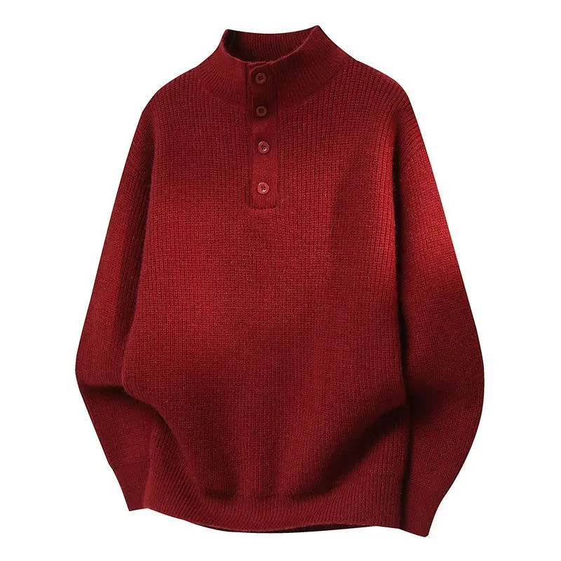 

5 цветов толстый теплый свитер мужская одежда 2026 модный полувысокий воротник с длинным рукавом свободные мужские свитера повседневные вязаные пуловеры