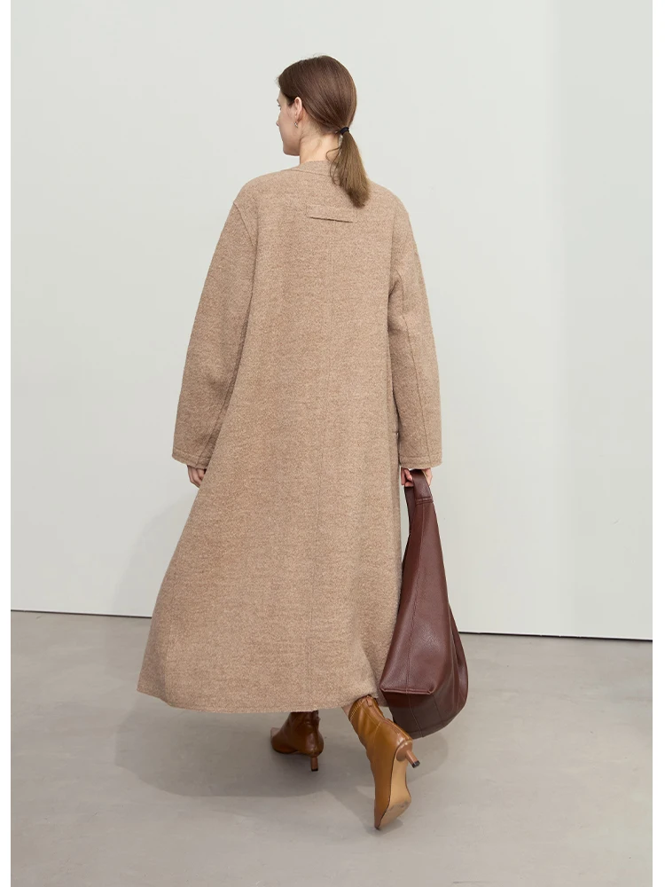Amii-女性用ウールコート,ラウンドカラー,取り外し可能,新品,ルーズ,100%,冬,2021, 12444013