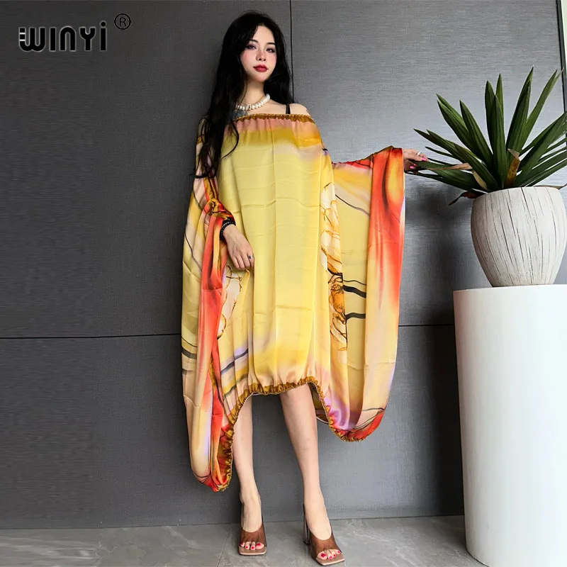 

WINYI 2023 Women summer fashion Evening Party Beachwear Africa Lady kaftan holiday One-neck sexy elegant beach cover up dress