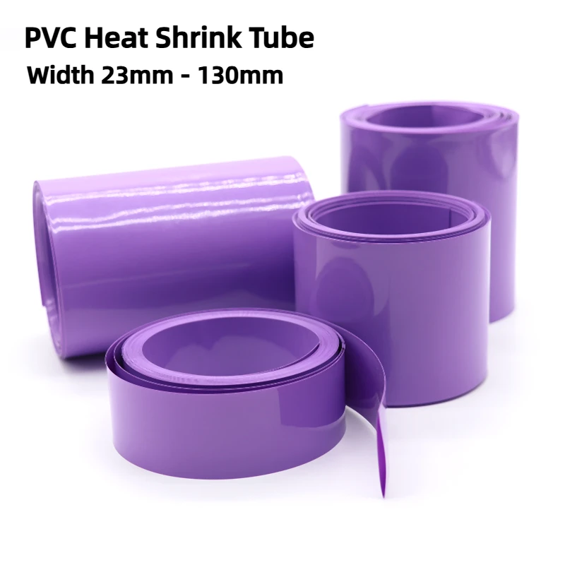 

1/5/20m PVC Heat Shrink Tube 18650 Lipo Battery Pack 23 ~ 130mm Insulated Film Wrap Lithium Case Protection Cable Sleeve Purple