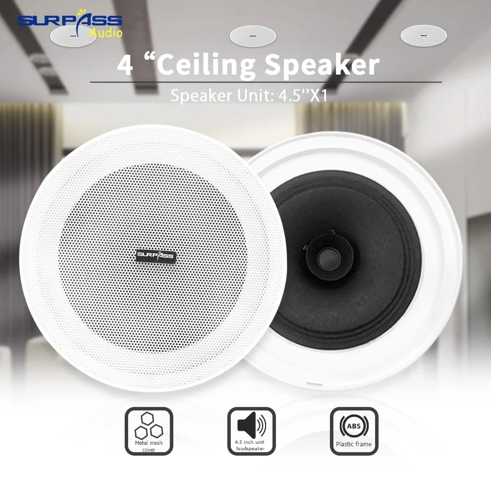 Public Address System Ceiling Speaker 6W@100V 3W@70V Audio Stereo MusicLoudspeakers Suitable for Home Theater Cafe Shop School