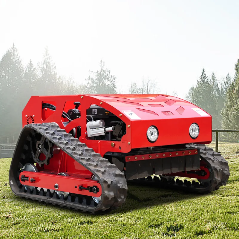 جزازة العشب المجنزرة التي يتم التحكم فيها عن بعد، روبوت كهربائي ذو عزم دوران عالي رباعي الأشواط، أدوات جزازة المراعي في الحديقة