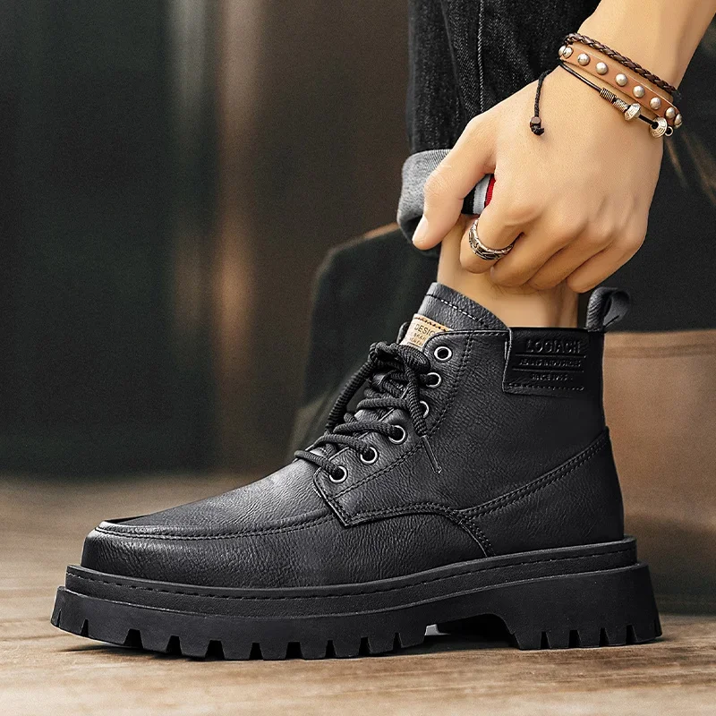 Men's Autumn Winter Retro Lace-up Boots Man Soft Thick Bottom Tooling Shoes Male High Quality Ankle Boots Men Warm Casual Shoes